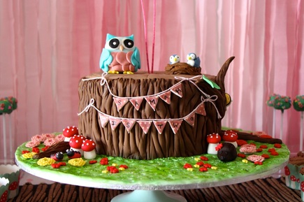 Forest cake, owl cake, owl, Debbie Brown